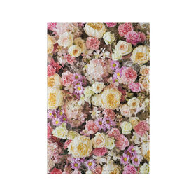 Обложка для паспорта матовая кожа с принтом Цветочки в Белгороде, натуральная матовая кожа | размер 19,3 х 13,7 см; прозрачные пластиковые крепления | розы | хризантемы. | цветочки | цветочная компазиция | цветы