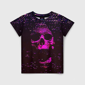 Детская футболка 3D с принтом Phonk Skull в Белгороде, 100% гипоаллергенный полиэфир | прямой крой, круглый вырез горловины, длина до линии бедер, чуть спущенное плечо, ткань немного тянется | 90 | 90 е | hip hop | music | phonk | phonk memphis | phonk rap | phonk skull | rap | skull | trap | vhs | девяностые | музыка | музыка фонк | помехи | реп | рэп | треп | трэп | флекс | фонк | фонк мемфис | фонк реп | фонк рэп | хип хоп | чере