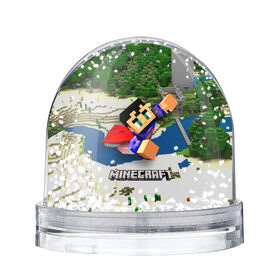 Снежный шар с принтом MINECRAFT в Белгороде, Пластик | Изображение внутри шара печатается на глянцевой фотобумаге с двух сторон | boy | flight | forest | game | guy | hero | minecraft | river | герой | игра | лес | мальчик | парень | полет | река