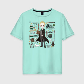 Женская футболка хлопок Oversize с принтом Драко в Белгороде, 100% хлопок | свободный крой, круглый ворот, спущенный рукав, длина до линии бедер
 | draco malfoy | harry potter | vdzabma | гарри поттер | драко малфой | дрейко малфой