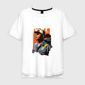 Мужская футболка хлопок Oversize с принтом Нью Йорк портрет в Белгороде, 100% хлопок | свободный крой, круглый ворот, “спинка” длиннее передней части | 