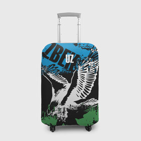 Чехол для чемодана 3D с принтом Узбекистан в Белгороде, 86% полиэфир, 14% спандекс | двустороннее нанесение принта, прорези для ручек и колес | eagle | flag | raster | republic | uzbekistan | орел | растр | республика | узбекистан | флаг