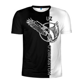 Мужская футболка 3D спортивная с принтом Узбекистан в Белгороде, 100% полиэстер с улучшенными характеристиками | приталенный силуэт, круглая горловина, широкие плечи, сужается к линии бедра | eagle | republic | uzbekistan | орел | республика | узбекистан
