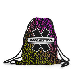 Рюкзак-мешок 3D с принтом НИЛЕТТО / Niletto в Белгороде, 100% полиэстер | плотность ткани — 200 г/м2, размер — 35 х 45 см; лямки — толстые шнурки, застежка на шнуровке, без карманов и подкладки | Тематика изображения на принте: hip | hop | logo | music | nileto | niletto | rap | знак | лого | логотип | логотипы | любимка | музыка | музыкант | нилето | нилетто | рэп | символ | символы | хип | хоп