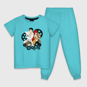 Детская пижама хлопок с принтом Врата Штейна в Белгороде, 100% хлопок |  брюки и футболка прямого кроя, без карманов, на брюках мягкая резинка на поясе и по низу штанин
 | makise kurisu | rintarou | steins gate | акихабара | аниме герои | анимешник | гений | курису макисэ | логотипы аниме | макисе | маюри сиина | мультсериал | мультфильм | наука | парень и девушка | ринтаро окабэ
