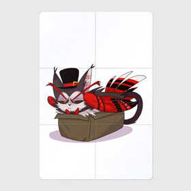 Магнитный плакат 2Х3 с принтом Хаск в Белгороде, Полимерный материал с магнитным слоем | 6 деталей размером 9*9 см | арт | демон | коробка | кот в коробке | кошачий демон | крылья | пернатый | пернатый демон | птица в коробке | рисунок | хаск | шляпа