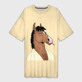 Платье-футболка 3D с принтом Конь БоДжек в Белгороде,  |  | bojack horseman | бо | бо джек | говорящий конь | джек | диана | кентавр | кони | конь | конь бо джек | мистер подхвост | мульт | мультфильм | тодд