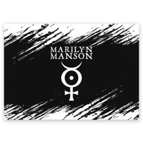 Поздравительная открытка с принтом MARILYN MANSON / М. МЭНСОН в Белгороде, 100% бумага | плотность бумаги 280 г/м2, матовая, на обратной стороне линовка и место для марки
 | logo | manson | marilyn | music | rock | группа | лого | логотип | логотипы | менсон | мерилин | мерлин | музыка | мэнсон | мэрилин | рок | символ