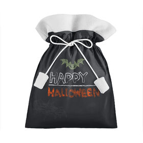 Подарочный 3D мешок с принтом Bat and Happy Hallowen в Белгороде, 100% полиэстер | Размер: 29*39 см | Тематика изображения на принте: bat | halloween | hallowen | halowen | helloween | pumpkin | день всех святых | летучая мышь | тыква | халовен | халовин | хеллуин