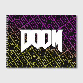 Альбом для рисования с принтом DOOM ДУМ в Белгороде, 100% бумага
 | матовая бумага, плотность 200 мг. | bfg | brutal | doom | eternal | ethernal | game | games | logo | дум | игра | игры | лого | логотип | логотипы | символ | символы | этернал