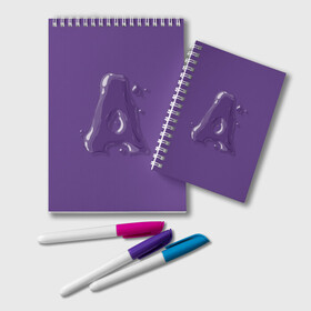 Блокнот с принтом A буква мыльный пузырь в Белгороде, 100% бумага | 48 листов, плотность листов — 60 г/м2, плотность картонной обложки — 250 г/м2. Листы скреплены удобной пружинной спиралью. Цвет линий — светло-серый
 | a | bubble | character | letter | lettering | liquid | purple | violet | а | алфавит | буква | жидкость | каллиграфия | капли | капля | леттеринг | мыльный пузырь | прозрачный | фиолетовый