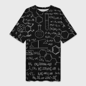 Платье-футболка 3D с принтом Химические Формулы в Белгороде,  |  | атом | буквы | молекула | подарок | учителю | физика | формулы | химичке | химия | цифры