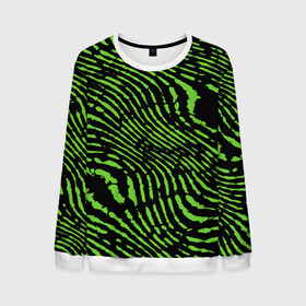 Мужской свитшот 3D с принтом Зебра в Белгороде, 100% полиэстер с мягким внутренним слоем | круглый вырез горловины, мягкая резинка на манжетах и поясе, свободная посадка по фигуре | green | green lines | green neon | green neon lines | green zebra | lines | zebra | в полоску | зебра | зеленая зебра | зелёные полосы | зелёный | зелёный неон | полоски | полосы