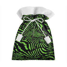 Подарочный 3D мешок с принтом Зебра в Белгороде, 100% полиэстер | Размер: 29*39 см | green | green lines | green neon | green neon lines | green zebra | lines | zebra | в полоску | зебра | зеленая зебра | зелёные полосы | зелёный | зелёный неон | полоски | полосы