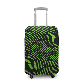 Чехол для чемодана 3D с принтом Зебра в Белгороде, 86% полиэфир, 14% спандекс | двустороннее нанесение принта, прорези для ручек и колес | green | green lines | green neon | green neon lines | green zebra | lines | zebra | в полоску | зебра | зеленая зебра | зелёные полосы | зелёный | зелёный неон | полоски | полосы