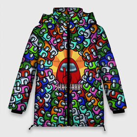 Женская зимняя куртка 3D с принтом Among Us SHHHHHHH! в Белгороде, верх — 100% полиэстер; подкладка — 100% полиэстер; утеплитель — 100% полиэстер | длина ниже бедра, силуэт Оверсайз. Есть воротник-стойка, отстегивающийся капюшон и ветрозащитная планка. 

Боковые карманы с листочкой на кнопках и внутренний карман на молнии | амонг ас | инопланетяне | паттерн | толпа