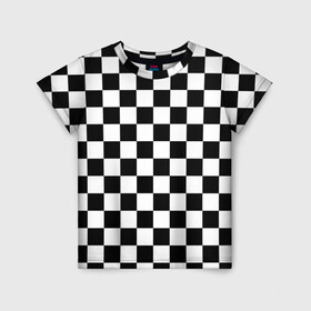 Детская футболка 3D с принтом Шахматка в Белгороде, 100% гипоаллергенный полиэфир | прямой крой, круглый вырез горловины, длина до линии бедер, чуть спущенное плечо, ткань немного тянется | абстракция | в клетку | игра | клетка | клеточка | тренд | черно белая | черно белая клетка | шахматка | шахматная клетка | шахматы