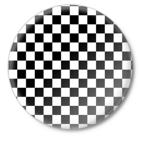 Значок с принтом Шахматка в Белгороде,  металл | круглая форма, металлическая застежка в виде булавки | Тематика изображения на принте: абстракция | в клетку | игра | клетка | клеточка | тренд | черно белая | черно белая клетка | шахматка | шахматная клетка | шахматы