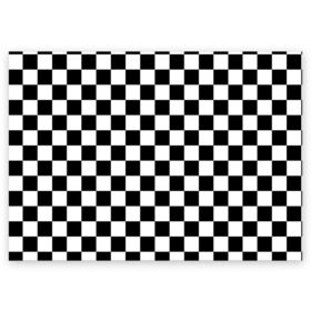 Поздравительная открытка с принтом Шахматка в Белгороде, 100% бумага | плотность бумаги 280 г/м2, матовая, на обратной стороне линовка и место для марки
 | абстракция | в клетку | игра | клетка | клеточка | тренд | черно белая | черно белая клетка | шахматка | шахматная клетка | шахматы