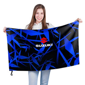 Флаг 3D с принтом Suzuki в Белгороде, 100% полиэстер | плотность ткани — 95 г/м2, размер — 67 х 109 см. Принт наносится с одной стороны | suzuki | авто | автомобиль | гонщик | дорога | машина | мото | мотоцикл | мотоциклист | потепрялся | руль | скорость | сузуки