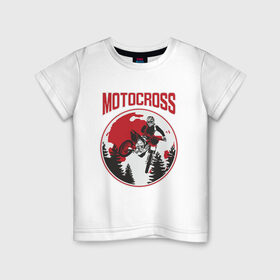 Детская футболка хлопок с принтом MOTOCROSS в Белгороде, 100% хлопок | круглый вырез горловины, полуприлегающий силуэт, длина до линии бедер | cross | moto | motocross | motox | yamaha | байк | байкер | гонки | гонщик | кросс | мото | мотокросс | мотоцикл | мотоциклист | спортбайк