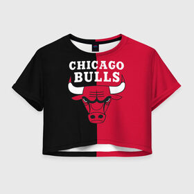 Женская футболка Crop-top 3D с принтом Чикаго Буллз в Белгороде, 100% полиэстер | круглая горловина, длина футболки до линии талии, рукава с отворотами | bulls | chicago | chicago bulls | nba | баскетбол | буллз | нба | чикаго | чикаго буллз