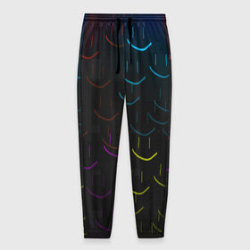Мужские брюки 3D с принтом Rainbow smile в Белгороде, 100% полиэстер | манжеты по низу, эластичный пояс регулируется шнурком, по бокам два кармана без застежек, внутренняя часть кармана из мелкой сетки | необычное | прикольное | радуга | смайл