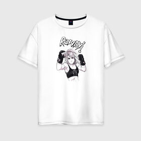 Женская футболка хлопок Oversize с принтом Ронда Роузи в Белгороде, 100% хлопок | свободный крой, круглый ворот, спущенный рукав, длина до линии бедер
 | без | бои | бойцы | правил | спорт