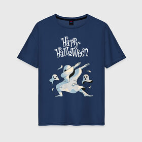 Женская футболка хлопок Oversize с принтом HALLOWEEN в Белгороде, 100% хлопок | свободный крой, круглый ворот, спущенный рукав, длина до линии бедер
 | halloween | праздник хэллоуин | страшный | тыква. | ужас | хэллоуин | хэллоуин 2020