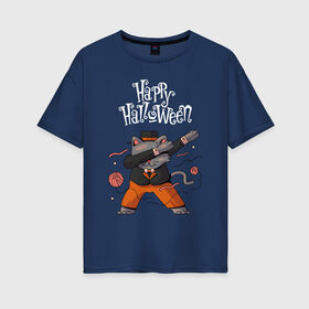 Женская футболка хлопок Oversize с принтом HALLOWEEN в Белгороде, 100% хлопок | свободный крой, круглый ворот, спущенный рукав, длина до линии бедер
 | halloween | праздник хэллоуин | страшный | тыква. | ужас | хэллоуин | хэллоуин 2020