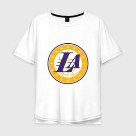 Мужская футболка хлопок Oversize с принтом LA Lakers в Белгороде, 100% хлопок | свободный крой, круглый ворот, “спинка” длиннее передней части | 23 | anthony davis | basketball | bryant | game | james | kobe | lebron | los angeles | nba | sport | баскетбол | брайант | бровь | джеймс | калифорния | коби | король | леброн | лейкерс | лос анджелес | нба | спорт | тренер | чемпио