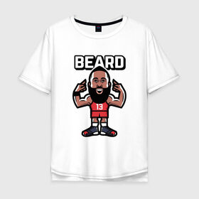Мужская футболка хлопок Oversize с принтом Harden - Beard в Белгороде, 100% хлопок | свободный крой, круглый ворот, “спинка” длиннее передней части | basketball | beard | game | harden | houston | james | nba | rockets | sport | баскетбол | борода | джеймс | нба | рокетс | спорт | тренер | харден | хьюстон | чемпион