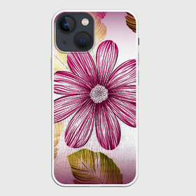 Чехол для iPhone 13 mini с принтом Арт цветок в Белгороде,  |  | арт | лист | нарисованный цветок | ромашка | цветок | цветочек