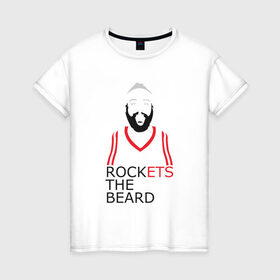 Женская футболка хлопок с принтом Rockets The Beard в Белгороде, 100% хлопок | прямой крой, круглый вырез горловины, длина до линии бедер, слегка спущенное плечо | basketball | beard | game | harden | houston | james | nba | rockets | sport | баскетбол | борода | джеймс | нба | рокетс | спорт | тренер | харден | хьюстон | чемпион