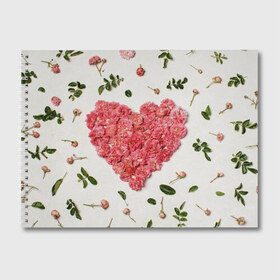 Альбом для рисования с принтом Сердце из роз в Белгороде, 100% бумага
 | матовая бумага, плотность 200 мг. | бутон роз | лепестки роз | роза | розы | сердце | сердце из роз | цветы