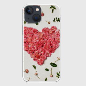 Чехол для iPhone 13 mini с принтом Сердце из роз в Белгороде,  |  | бутон роз | лепестки роз | роза | розы | сердце | сердце из роз | цветы