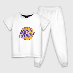 Детская пижама хлопок с принтом Bron & Brow в Белгороде, 100% хлопок |  брюки и футболка прямого кроя, без карманов, на брюках мягкая резинка на поясе и по низу штанин
 | 23 | anthony davis | basketball | bryant | game | james | kobe | lebron | los angeles | nba | sport | баскетбол | брайант | бровь | джеймс | калифорния | коби | король | леброн | лейкерс | лос анджелес | нба | спорт | тренер | чемпио