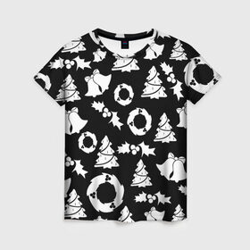 Женская футболка 3D с принтом Новогодний в Белгороде, 100% полиэфир ( синтетическое хлопкоподобное полотно) | прямой крой, круглый вырез горловины, длина до линии бедер | 2020 | family look | merry christmas | new year | год крысы | зима | новый год | праздник | рождество | фэмили лук