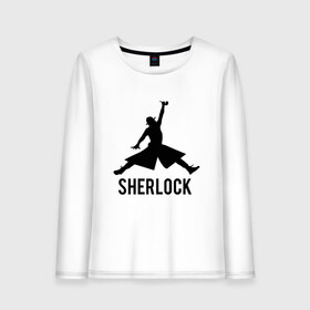 Женский лонгслив хлопок с принтом Sherlock Jordan в Белгороде, 100% хлопок |  | air | basketball | game | goat | jordan | michael | nba | sherlock | sport | баскетбол | буллз | буллс | бык | джордан | майкл | нба | последний танец | сериал | спорт | холмс | чемпион | чикаго | шерлок