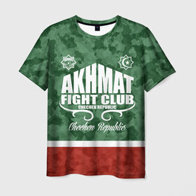 Мужская футболка 3D с принтом FIGHT CLUB AKHMAT в Белгороде, 100% полиэфир | прямой крой, круглый вырез горловины, длина до линии бедер | Тематика изображения на принте: aca | acb | akhmat | club | fight | mma | wfca | ахмат | грозный | чечня