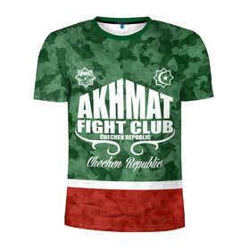 Мужская футболка 3D спортивная с принтом FIGHT CLUB AKHMAT в Белгороде, 100% полиэстер с улучшенными характеристиками | приталенный силуэт, круглая горловина, широкие плечи, сужается к линии бедра | aca | acb | akhmat | club | fight | mma | wfca | ахмат | грозный | чечня