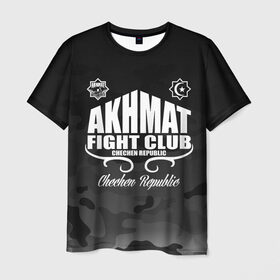 Мужская футболка 3D с принтом FIGHT CLUB AKHMAT в Белгороде, 100% полиэфир | прямой крой, круглый вырез горловины, длина до линии бедер | Тематика изображения на принте: aca | acb | akhmat | club | fight | mma | wfca | ахмат | грозный | чечня