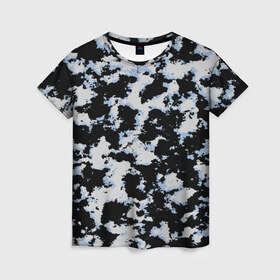 Женская футболка 3D с принтом Sky Camo в Белгороде, 100% полиэфир ( синтетическое хлопкоподобное полотно) | прямой крой, круглый вырез горловины, длина до линии бедер | black and white | camo | camouflage | cloud | clouds | skies | sky | sky camouflage | urban | urban camo | urban camouflage | городской камуфляж | камуфляж | облака | облако | чёрный и белый