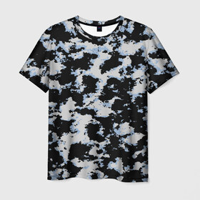 Мужская футболка 3D с принтом Sky Camo в Белгороде, 100% полиэфир | прямой крой, круглый вырез горловины, длина до линии бедер | black and white | camo | camouflage | cloud | clouds | skies | sky | sky camouflage | urban | urban camo | urban camouflage | городской камуфляж | камуфляж | облака | облако | чёрный и белый