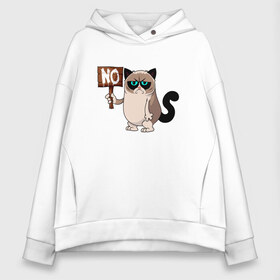 Женское худи Oversize хлопок с принтом GRUMPY CAT в Белгороде, френч-терри — 70% хлопок, 30% полиэстер. Мягкий теплый начес внутри —100% хлопок | боковые карманы, эластичные манжеты и нижняя кромка, капюшон на магнитной кнопке | cat | grampy | grumpy cat | грустная мордочка | грустное лицо | грустный | грустный кот | грусть | кот | прикольный кот | серьёзный кот