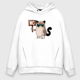 Мужское худи Oversize хлопок с принтом GRUMPY CAT в Белгороде, френч-терри — 70% хлопок, 30% полиэстер. Мягкий теплый начес внутри —100% хлопок | боковые карманы, эластичные манжеты и нижняя кромка, капюшон на магнитной кнопке | cat | grampy | grumpy cat | грустная мордочка | грустное лицо | грустный | грустный кот | грусть | кот | прикольный кот | серьёзный кот