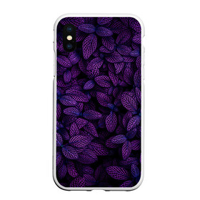 Чехол для iPhone XS Max матовый с принтом Purple Leaves в Белгороде, Силикон | Область печати: задняя сторона чехла, без боковых панелей | Тематика изображения на принте: leaves | nature | pink | plants | purple | striped | texture | veins | жилки | листья | полосатый | природа | растения | розовый | текстура | фиолетовый