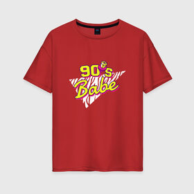 Женская футболка хлопок Oversize с принтом Девчонка девяностых в Белгороде, 100% хлопок | свободный крой, круглый ворот, спущенный рукав, длина до линии бедер
 | 