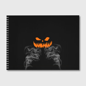 Альбом для рисования с принтом Улыбающийся Джек в Белгороде, 100% бумага
 | матовая бумага, плотность 200 мг. | halloween | злая улыбка | праздник | страшный праздник | хэллоуин