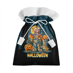 Подарочный 3D мешок с принтом Happy Halloween в Белгороде, 100% полиэстер | Размер: 29*39 см | Тематика изображения на принте: diy | ghost | halloween | horror | makeup | scary | skull clown | trick or treat | вампир | ведьма | кошка | луна | магия | ночь | тыква | хэллоуин